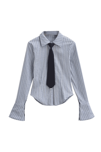 [블루S,M 당일배송] 넥타이 스트라이프 셔츠 (2color) S,M