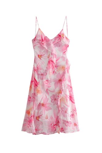 휴양지 원피스 추천🌸 플라워 프린트 러플 드레스 (S,M)